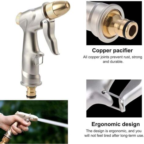 DERASL Pistolet D'Arrosage Métal Haute Pression - Pulvérisateur Jardin Lavage Voiture