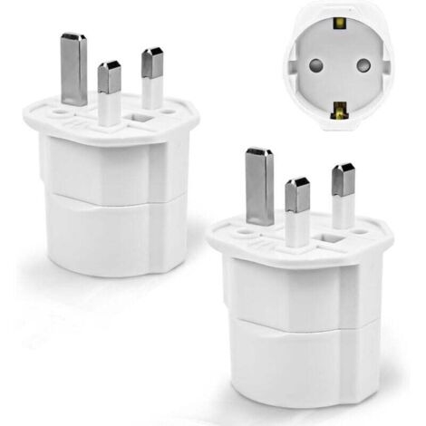 【2 Pièces】 Adaptateur Prise Anglaise, Adaptateur de Voyage France vers UK, Adaptateur de Prise pour Irlande, Angleterre, Ecosse, Dubaï, Malte, Adaptateur Type G (Blanc)