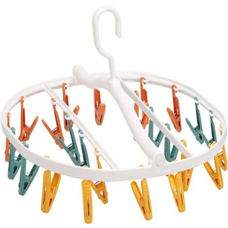 Pièces Chaussette, Exterieur, Séchoir à Linge Suspendu en Plastique Portable avec Clips Coupe-Vent pour Chaussettes, Sous-Vêtements, Vêtements de Bébé et Chapeaux (1/4)