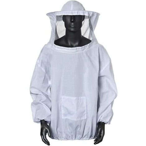 Vêtements de protection apicoles Imker Veste Imker avec Chapeau Professionnel Imker Abeille Imker Protège-Abeille Chapeau Abeille avec Fermeture éclair pour Abeille Bee Keepers (Blanc)