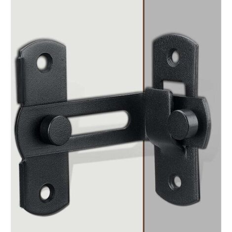 Verrou de Porte Coulissant Loquet de Porte à 90 Degré avec Vis Serrure de Porte Boucle de Verrouillage à Angle Droit, Finition Noir Mat en Acier Inoxydable (1/4)