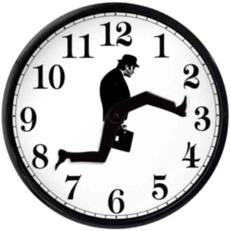 10 pouces Ministry of Silly Walks Horloge avec couvercle avant en verre et cadre ABS, horloge murale silencieuse moderne à piles sans tic-tac pour décor de salon de chambre à coucher (1/4)