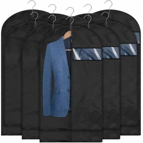 Lot de 10 housses à vêtements de qualité supérieure Noir 5 60x100cm + 5 60x120cm