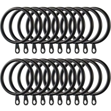 40Pièces Anneaux de Rideau, Anneaux de Suspension en Métal de Rideaux pour Rideaux et Tringles, 38mm Diamètre Intérieur (Noir) (1/4)