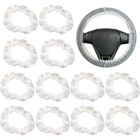 100pcs Housse de Volant Transparente Universelle Couverture de Protection Élastique Étanche en Plastique Couvercle Couvre Cache de Volant Accessoires Intérieur de Voiture