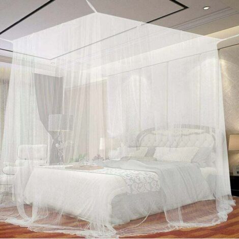 Moustiquaire, Moustiquaire de lit Grand Moustiquaire en Polyester pour Lits Simples et Doubles, Moustiquaire Baldaquin Intérieur et Extérieur - Blanc
