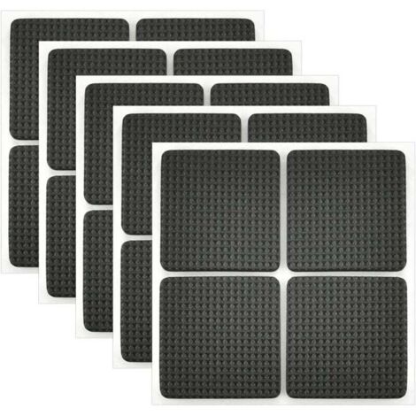 20Pcs Patin Antiderapant Caoutchouc Tampon Caoutchouc Adhesif Patin Feutre Adhésif Patin de Meubles Adhésif pour la Protection des Carreaux, Tables, Planchers de Bois 3.8 x 3.8cm (Noir) (1/4)