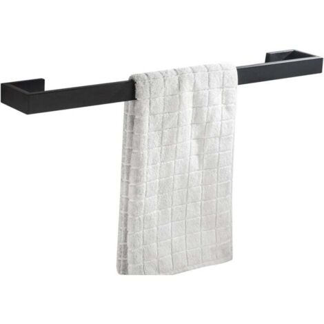 Barre Porte-serviette Unique SUS 304 Acier Inoxydable Fini Noir Mat Salle de Bain Support de Serviette Mural, 40 cm