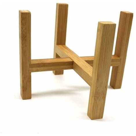Rustic Primitives Support de pot de fleurs en bambou pour intérieur/extérieur Diamètre intérieur 16 cm (1/4)
