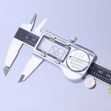Pied à Coulisse Digital, 150mm/6" Calibre à Coulisse en Acier Inoxydable Électronique IP54 Étanche avec Écran LCD mm/pouces/fraction Conversion