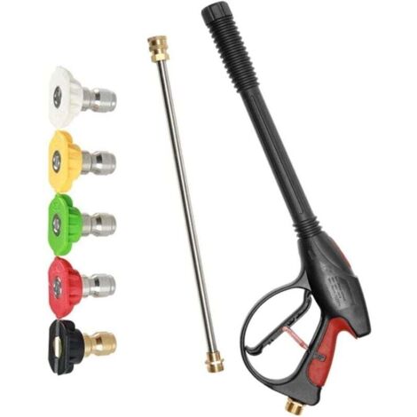 Nettoyeur haute pression Pistolet avec lance et 5 Nozzle, M22 Jet Nozzle Nettoyeur haute pression pour tuyau d'arrosage voiture jardin maison (1/4)