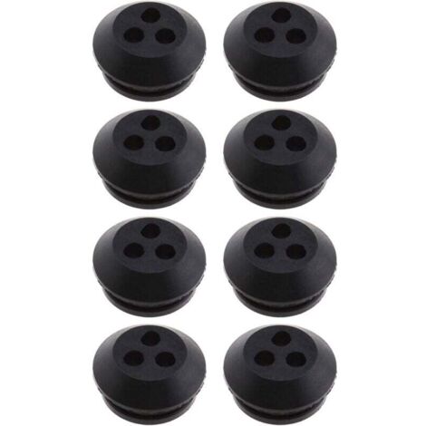 Lot de 8 joints de réservoir de carburant à 3 trous en caoutchouc noir, diamètre de trou de 5 mm, pour remplacement de souffleur, débroussailleuse, tondeuse à gazon (1/4)