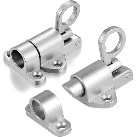 Automatique Verrou de Porte, Loquet à Ressort Loquet de Porte Verrouillage de porte à ressort Verrouillage de boulon élastique Boulon à Rebond pour les Fenêtres Portails (Silver - 2Pack)