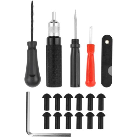 Kit de réparation de pneus de moto de voiture, Kit de réparation de crevaison de pneu Tubeless de plugger de poche de moto, Kit de réparation champignon prise sonde buse, 7 pièces/ensemble (1/5)