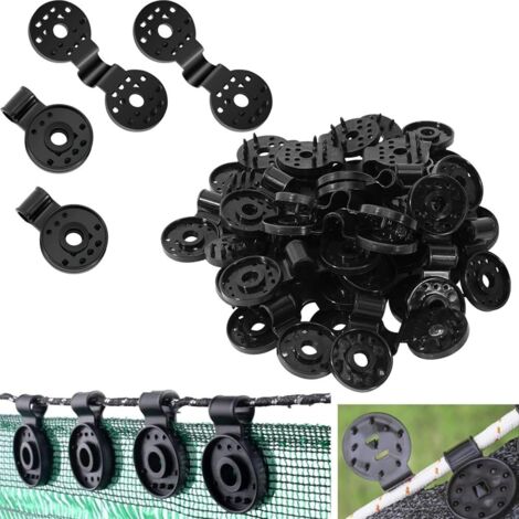 Lot de 50 clips en plastique pour toile d’ombrage, clips noirs pour pare-soleil en plastique pour serre, jardin extérieur, filet anti-oiseau, protection agricole, tissu résistant aux UV, accessoires