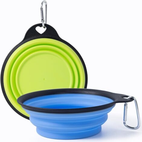 Gamelle Pliable pour Chien, Bol de Voyage Pliable pour Animaux,2 Pièces Bord renforcé moulé intégré,Écuelle Eau pour Chien, pour Nourrir Les Chiens de Voyage Marche Randonnée Camping