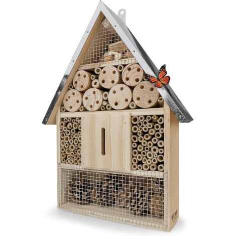 Hotel A Insectes XL avec Toit Métallique - Bois Non Traité, Maison pour Abeilles, Papillons - Hôtels à Insectes avec Aide à La Nidification - Hotel Insecte Extérieur.
Marque : WILDLIFE FRIEND