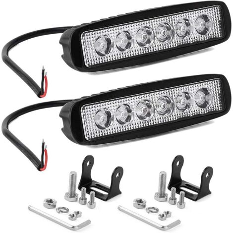 2 Pièces 15cm Phare de Travail LED 18W Projecteur Led Voiture 12V 24V Etanche IP67 Spot Feux Antibrouillard 1800lm Feux de Travail pour Voiture Camion Tracteur SUV Bateau