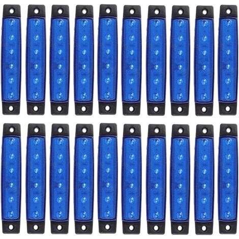 Feux de gabarit latéraux LED 6 LED 2835 SMD Feux de dégagement pour camion remorque RV camping-car pick-up tracteur camion SUV bateau 12 V DC antichoc (20 pièces bleu)