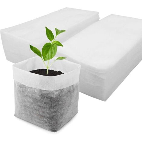 Lot de 100 sacs de culture non tissés biodégradables pour fleurs, légumes, jeunes arbres, 16 x 18 cm, pliables