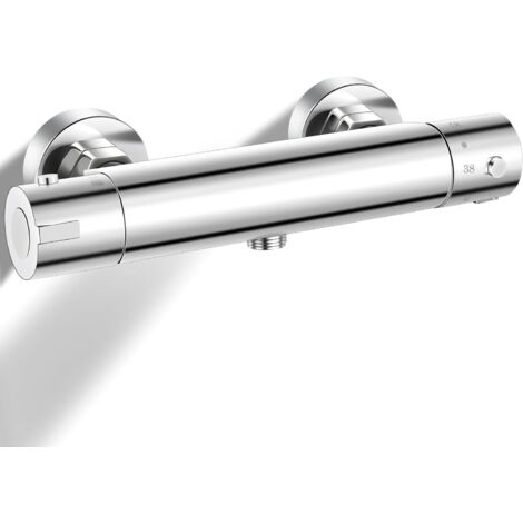Robinet de douche avec thermostat, mitigeur de douche en saillie avec verrouillage de sécurité à 38 °C, thermostat de douche en laiton, pour haute pression d'eau et tuyaux de douche standard (1/5)