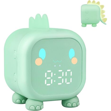 Réveil Lumineux pour Enfants,Horloge Numérique LED avec Veilleuse,Alarme Snooze,Volume Réglable,USB Rechargeable,Jour/Nuit Enfants Filles Garçons（Vert clair）
