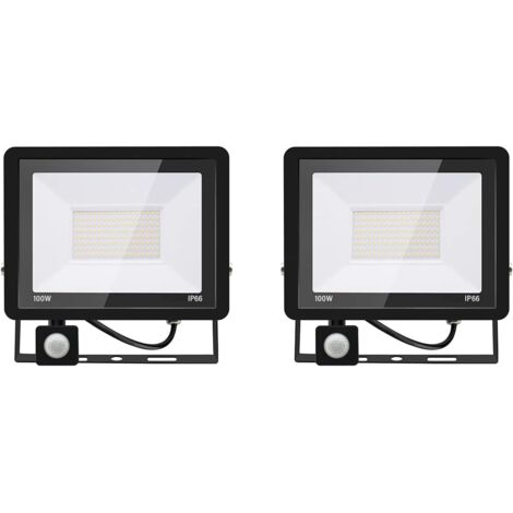 2PACK - Projecteur LED détecteur de mouvement 100W,10000LM Exterieur Avec Detecteur Blanc Chaud(3000K) Imperméable IP66 sécurité pour, garage, couloir XPGGY-100W [Classe énergétique F] (1/5)