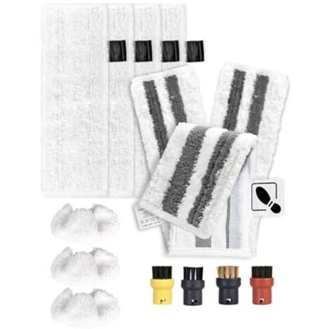 Lot de 14 pour Nettoyeur Vapeur Karcher Accessoires pour Nettoyeur Vapeur Karcher SC2 SC3 SC4 SC5 Easyfix 4 Lingettes de Sol 3 Patins de Ponçage 3 Lingettes à Main Buse 4 Brosses Rond