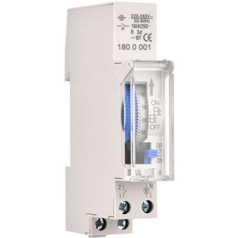 Minuterie mécanique de 24 heures Minuterie minimale de 15 minutes Montage sur rail Batterie intégrée, SUL180a AC220-240V Gris - SUL180a AC220-240V Gris