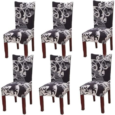 Ensemble de 6 housses de chaise extensibles universelles pour chaise salle à manger roi européen