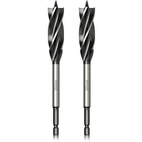 Professionnel Foret à Bois 20mm x 165mm x 2Pcs Mèche à Tarière avce Auto-alimenté Pointe Pilote, 1/4 Pouce Tige Hexagonale Foret pour le Travail du Bois