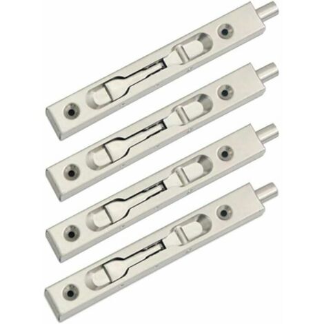 Lot de 4 (2 paires) loquet coulissant pour loquet de porte affleurant, action de levier de sécurité dissimulée, boulon coulissant en acier inoxydable - (longueur 15 cm)