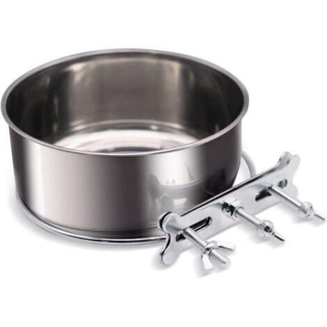 Gamelle à suspendre pour animal domestique - Robuste et durable - En acier inoxydable - Avec support à trois boulons - Bol à eau à suspendre - Gamelle à nourriture - Convient pour les chiens et les