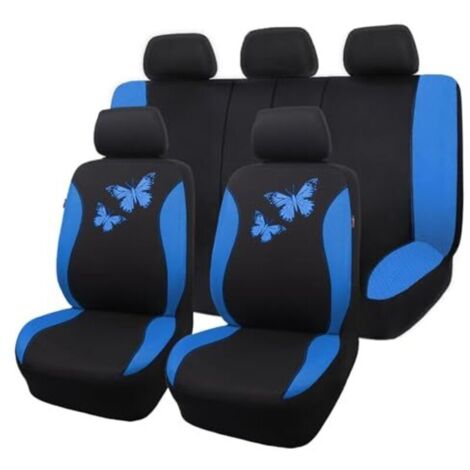 Housses de siège auto respirantes en maille Flying Banner, motif papillon coloré, protection compatible avec les airbags (ensemble complet, bleu)
