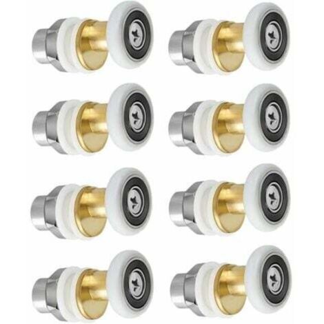 Roulettes de porte de douche, roulettes de porte coulissante, poulies de porte de douche, roues de remplacement pour roulettes de 27 mm de diamètre, 8 pièces
