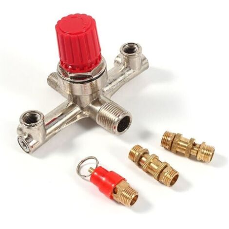 Valve de Régulateur de Pression d'Air Double Tube de Sortie Raccord en Alliage de Zinc avec Réglage