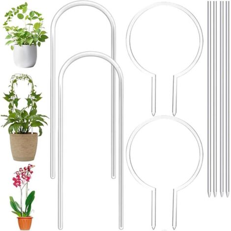 Lot de 8 supports de plantes en acrylique, support de culture circulaire moderne en forme de U, support de plantes en pot d'intérieur et d'extérieur, support de jardin en forme de U (1/4)