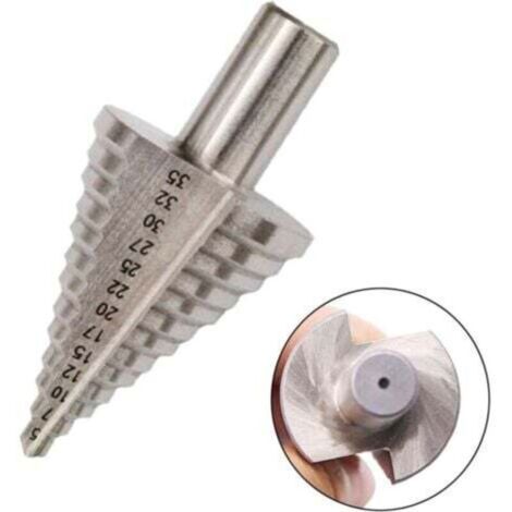 Foret conique étagé, 13 étapes 5 mm-35 mm HSS Foret étagé 4241 Foret étagé Outil de coupe-trou en titane à pointe conique à pointe hexagonale Kit d'outils HSS pour acier, bois, plastique. (1/4)