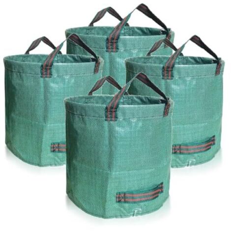Lot de 4 sacs de jardinage - Sacs à déchets verts de 500 L avec fond renforcé - Sacs de jardinage robustes, poubelles réutilisables, pour gazon, feuilles, déchets verts (500 l (lot de