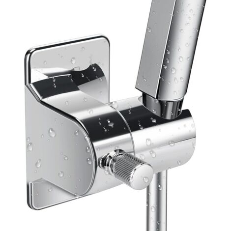 Support de pommeau de douche,avec support à ventouse pour pommeau de douche rotatif à 360°,pour Deux Méthodes de Montage,sans perçage,pour baignoire et douche (Argent)