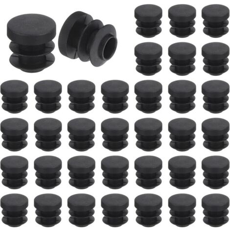 36 Pcs Bouchon en Plastique Rond, Bouchons d'Extrémité de Tube Noirs, 14mm(0.55 Pouce) pour Pieds de Meubles, Protection de Glissement pour Chaise, Canapé, Table, Étagère