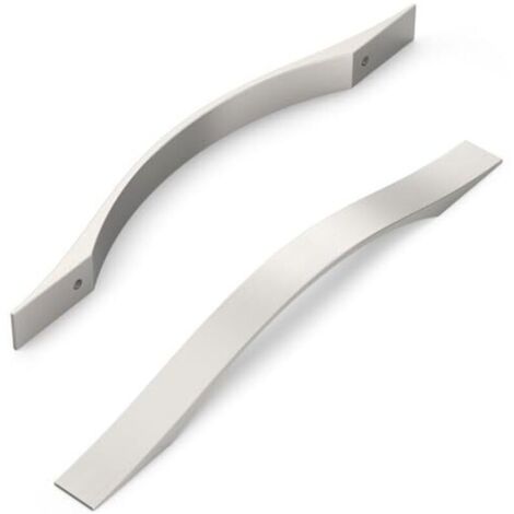 Lot de 10 poignées de meuble, finition nickel satiné brossé, entraxe 160 mm, pour placards, armoires et tiroirs de cuisine.