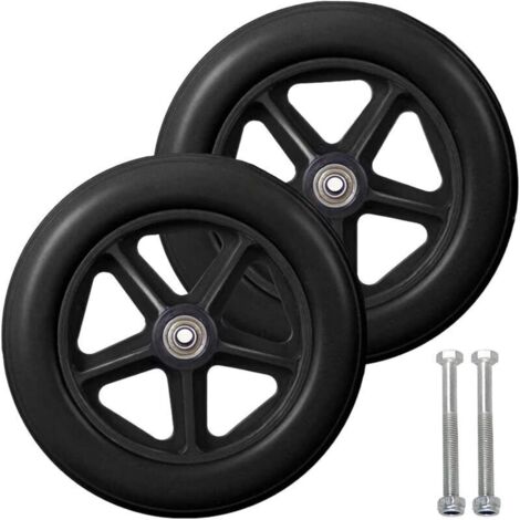 Roue avant de 8 pouces, 2 roues de secours pour fauteuils roulants, pneu plein antidérapant, 190 mm, gris en noir, roues pour fauteuils roulants, déambulateurs, aides à la marche (noi