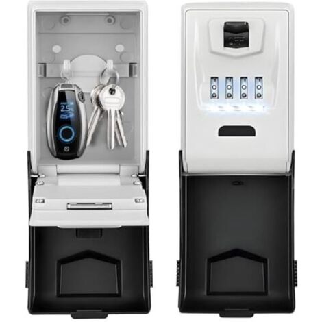 Coffre-fort à clés avec code numérique, grand coffre-fort à clés à 4 chiffres avec code éclairé, coffre-fort à clés étanche et antirouille pour l'extérieur, pour la maison, le bureau,