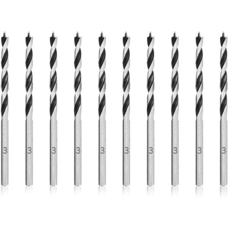 Forets à Bois Hélicoïdaux 3mm 10 Pièces Mèche pour Bois Professional Foret Brad Point pour Bois