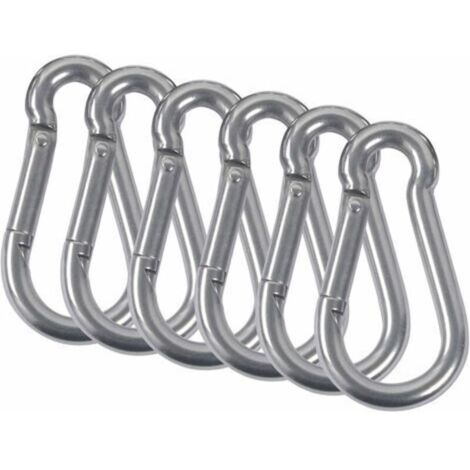 M5 Mousquetons Acier Inoxydable 304 Mousqueton Pompier Ressort Avec Mousqueton De Fixation Pour Camping Randonnée Hamac Balancoire 6Pcs