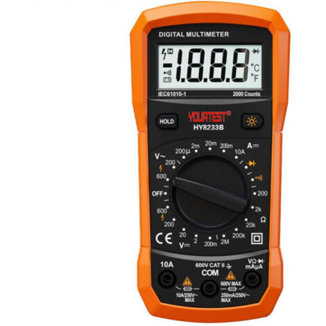 Multimètre numérique à plage automatique, testeur de tension ampère-ohm AC/DC, testeur multifonction avec tests de résistance, continuité, capacité, fréquence et diode, maintien des données et NCV