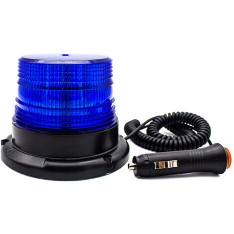 Feu clignotant à LED bleu, voyant d'avertissement magnétique clignotant pour véhicules avec prise allume-cigare 12-24 V