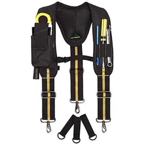 Ceintures à outils avec bretelles, Bretelles de ceinture à outils rembourrées, Bretelles de travail robustes pour électriciens, charpentiers, jardiniers