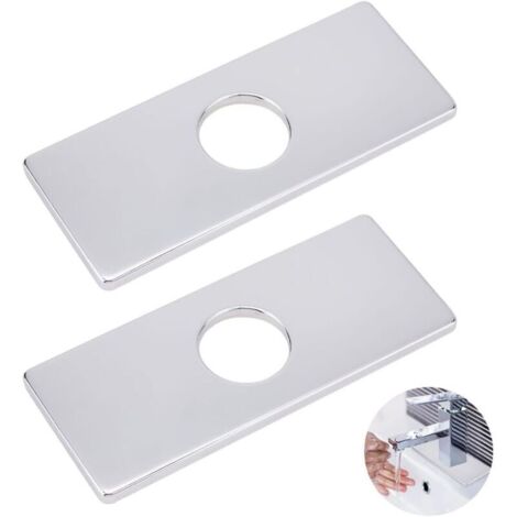 2Pcs Plaque De Robinet en argent Trou de 34,5 mm Couvercle de trou d'évier16cm de long plaque de pont pour robinet de cuisine pour lavabo de salle de bain Cuisine évier robinetterie